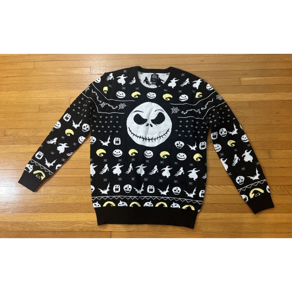 Nightmare Before Christmas Sweater Jack Purple Black Women Size XL